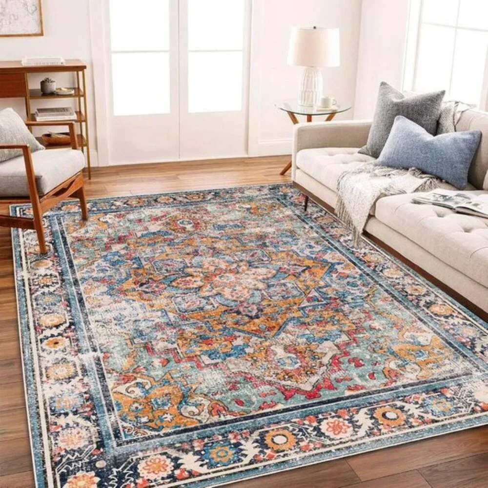 New 6x9 Washable Boho Vintage Rug Non-Shedding Carpet for Home & Room Decor